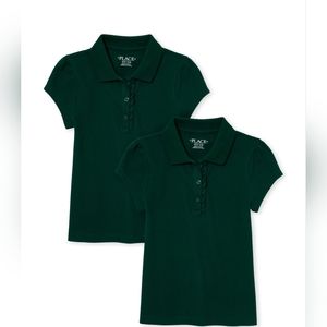 Set of 4 Girls Green Uniform Ruffle Pique Polo size 14 yr old